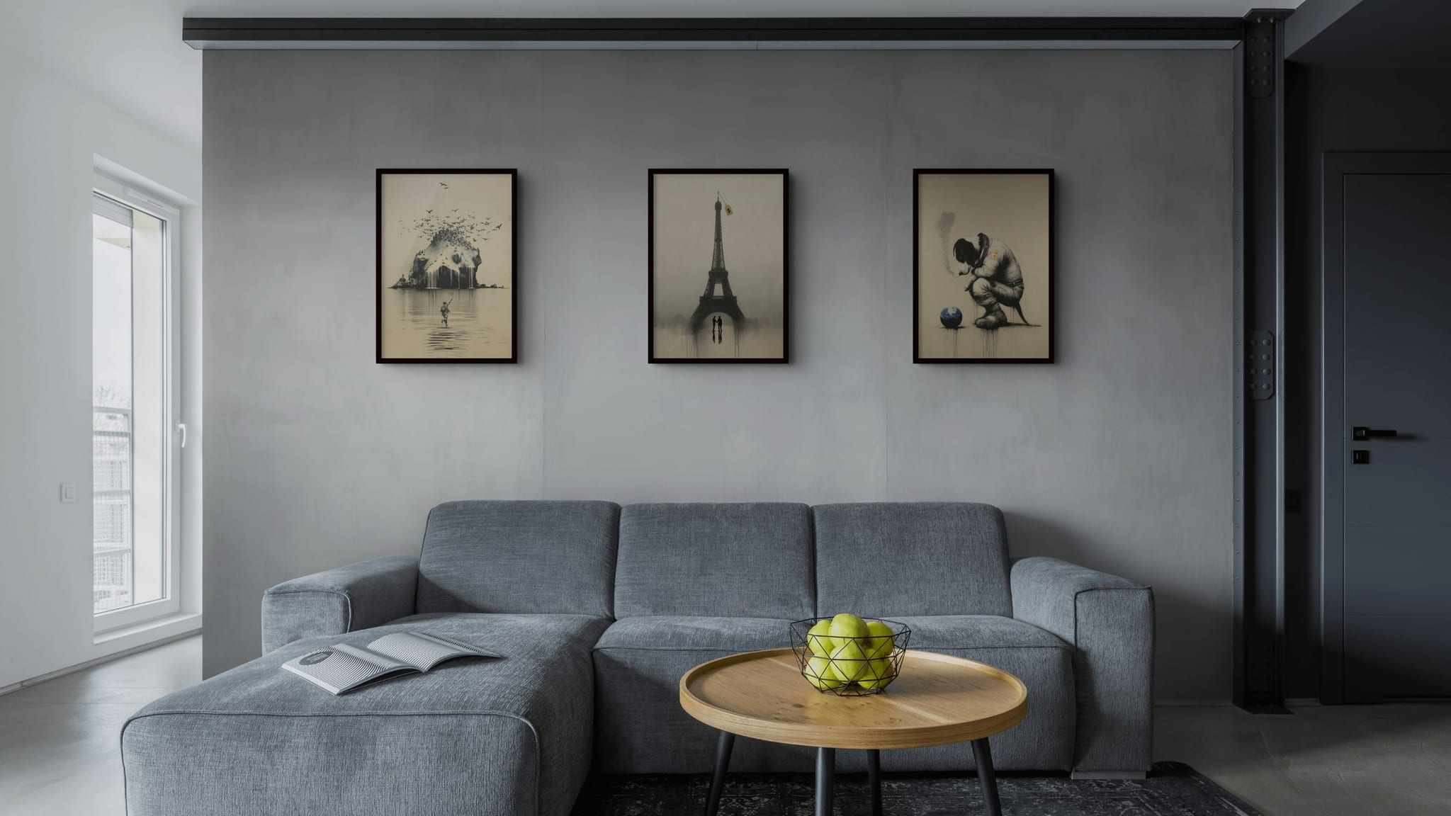 Lost Axis Drop 001 prints, framed and hung — Sale of the Century, Lost Companion, and The Lucky Cloud