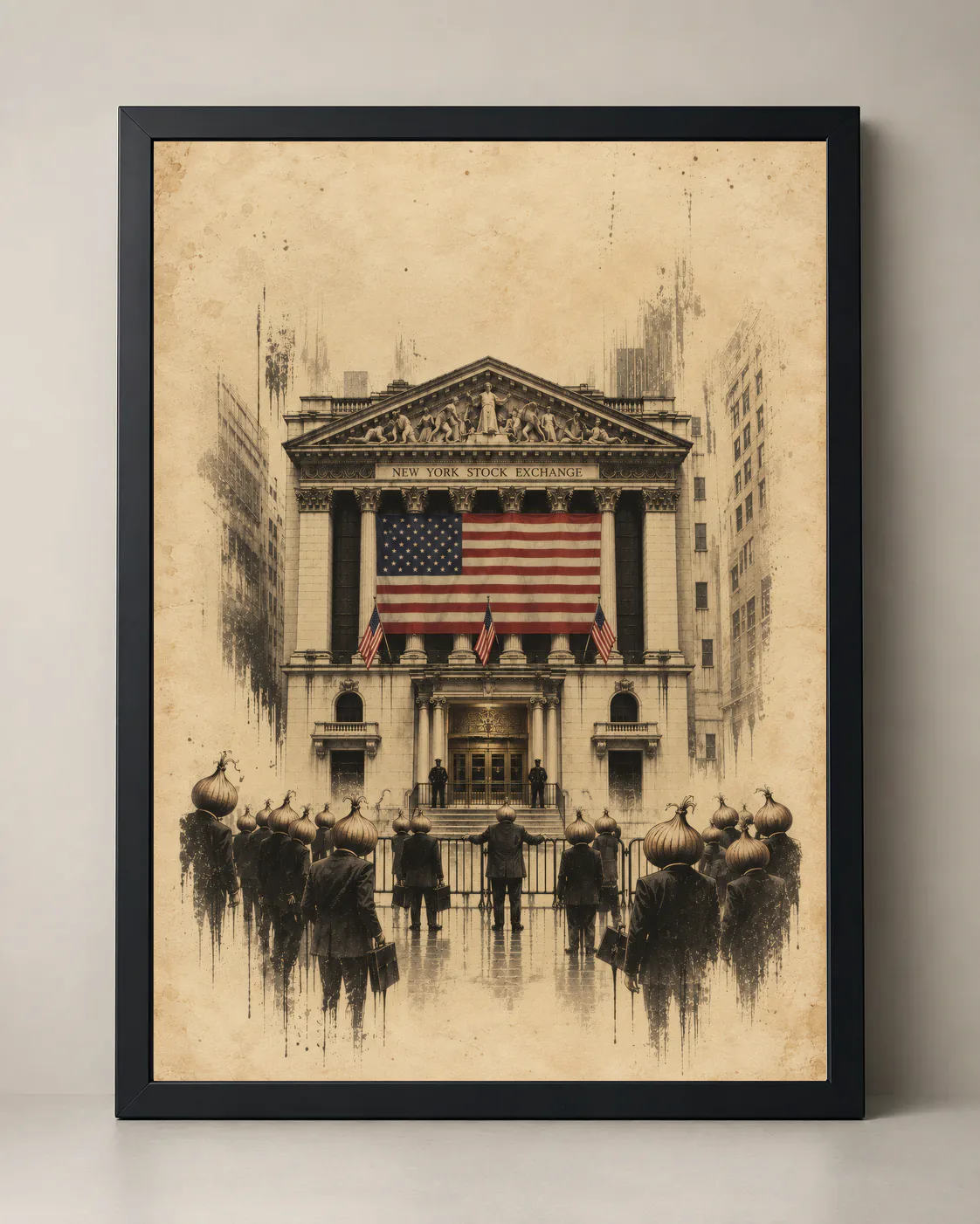 King of the Barrel artwork showing an onion at the centre of the 1955–56 Chicago onion futures crash.