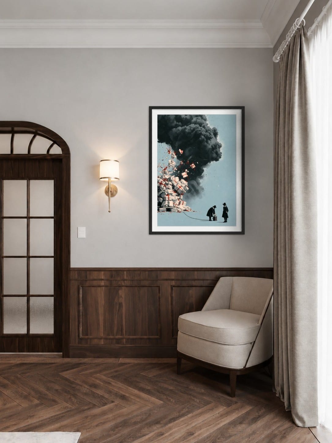 Pilgrim framed print displayed in a neutral interior